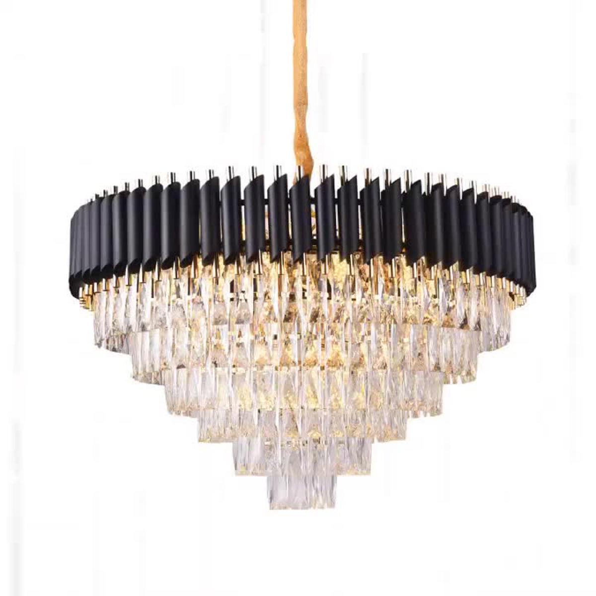 Modern Luxury Black & Gold Crystal Chandelier