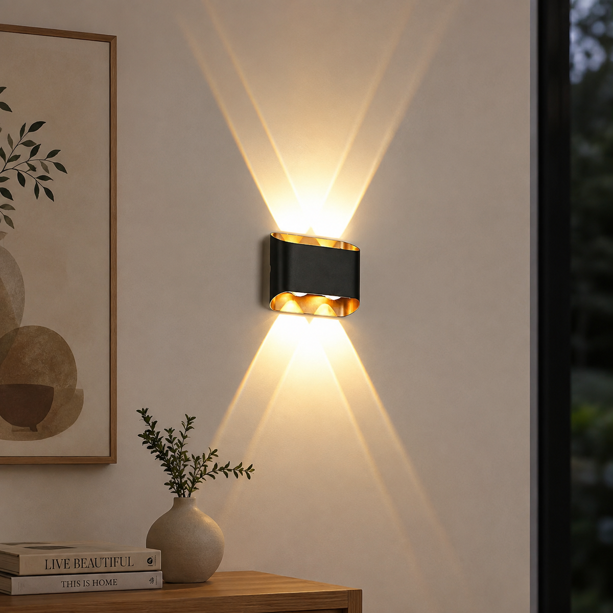 Contemporary Black & Gold LED Wall Lamp – Up & Down Lighting