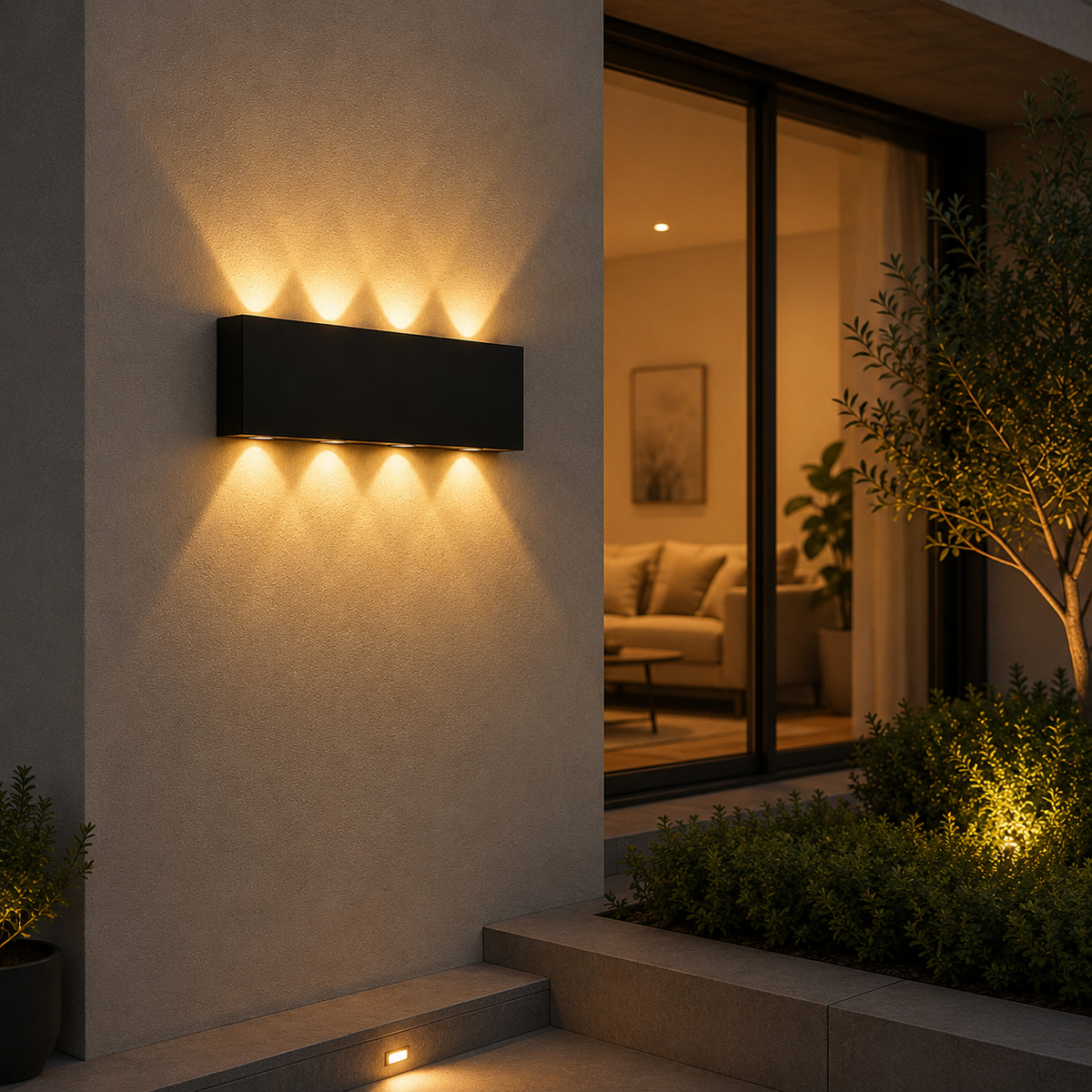 Modern Black Outdoor Wall Light – 8W
