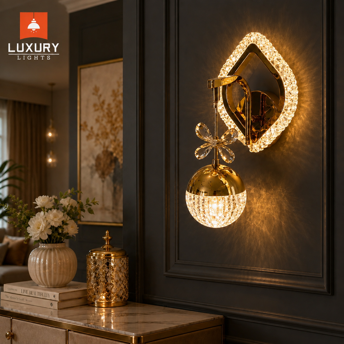 Modern Gold Crystal Decorative LED Wall Light