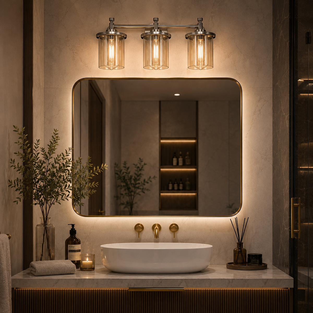 Luxury 3-Light LED Mirror Vanity Light – Modern Bathroom Wall Light (18 Inch)