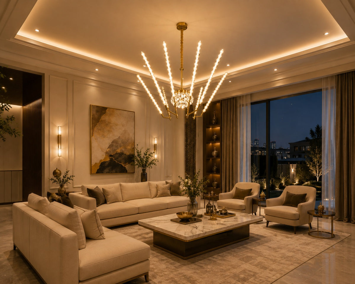 Modern Golden Crystal LED Chandelier by Luxury Lights