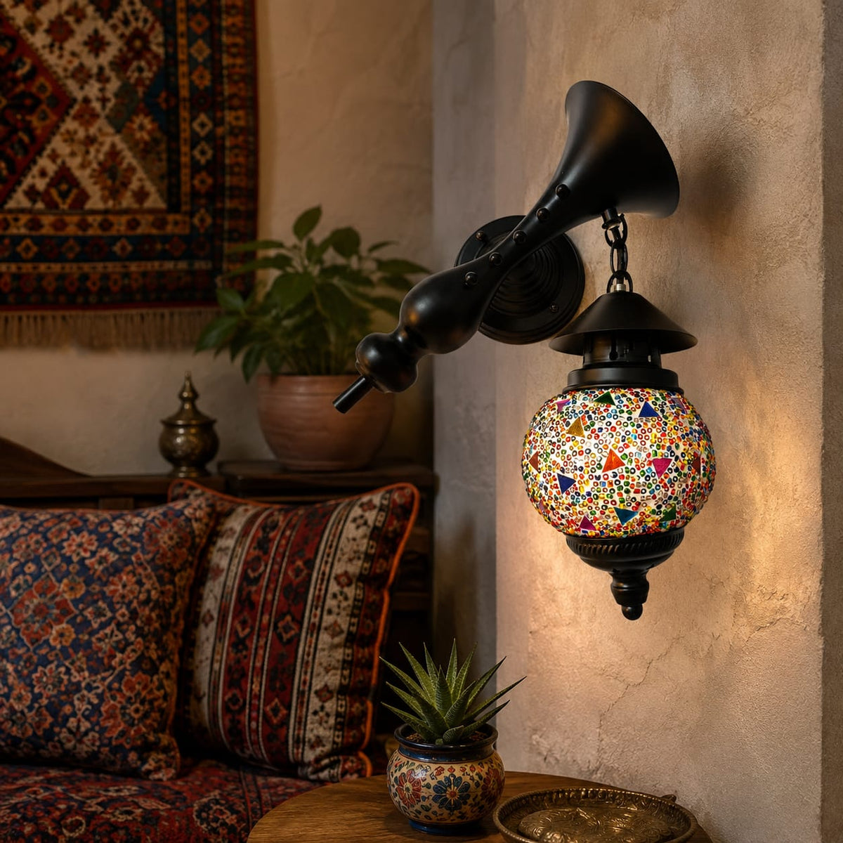 Retro Vintage Mosaic Globe Wall Sconce