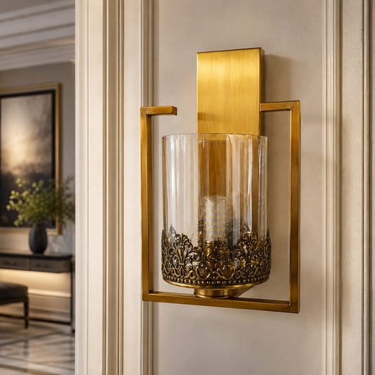 Modern Luxury Gold Glass Cylinder Wall Sconce