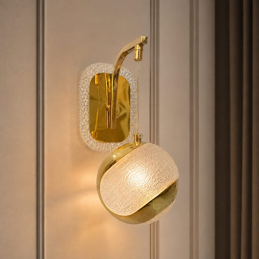 Modern Luxury Spherical Gold Crystal Wall Sconce | Decorative LED Globe Pendant Wall Light
