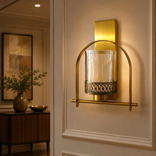 Modern Luxury Gold Glass Cylinder Wall Sconce