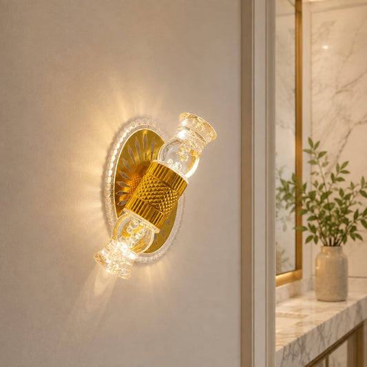 Modern Luxury Gold Crystal Cylindrical LED Wall Sconce