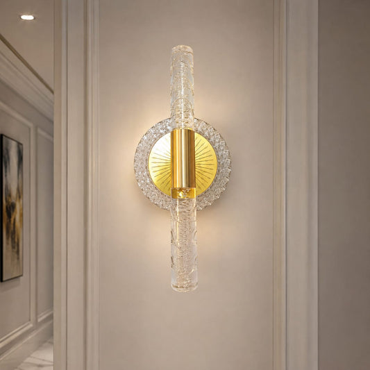 Modern Luxury Gold Crystal Cylinder Wall Sconce