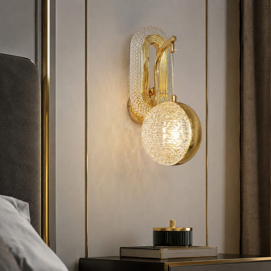 Modern Luxury Gold Crystal Globe Wall Sconce