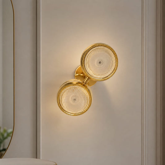 Modern Luxury Gold Double Crystal Disc Wall Sconce
