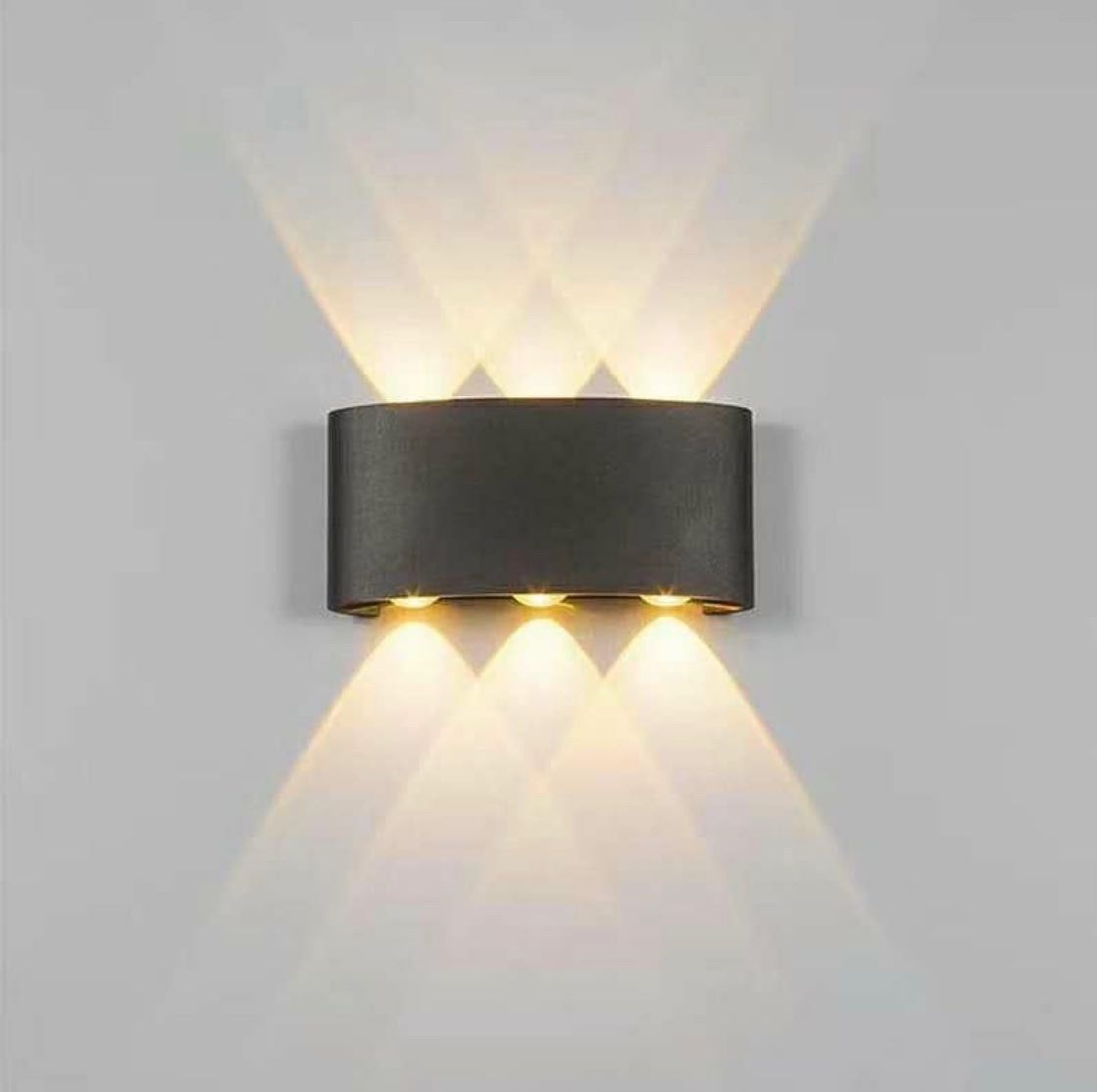Modern 6-Beam Curved Outdoor Up-Down LED Wall Light – Waterproof Exterior Sconce