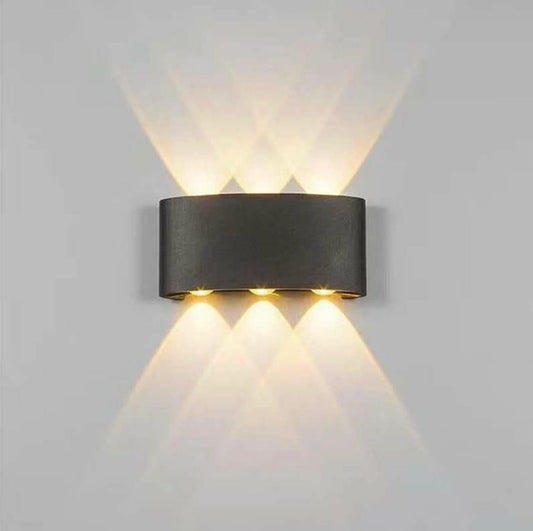 Modern 6-Beam Curved Outdoor Up-Down LED Wall Light – Waterproof Exterior Sconce