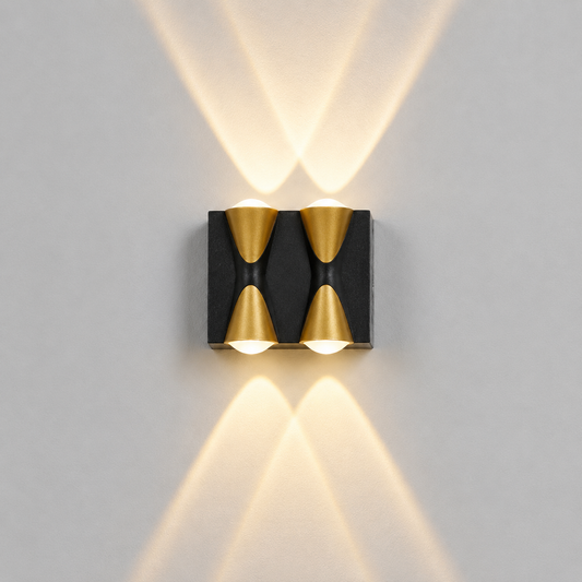 Modern Dual-Tone 4-Beam Outdoor Up-Down LED Wall Light – Waterproof Exterior Sconce