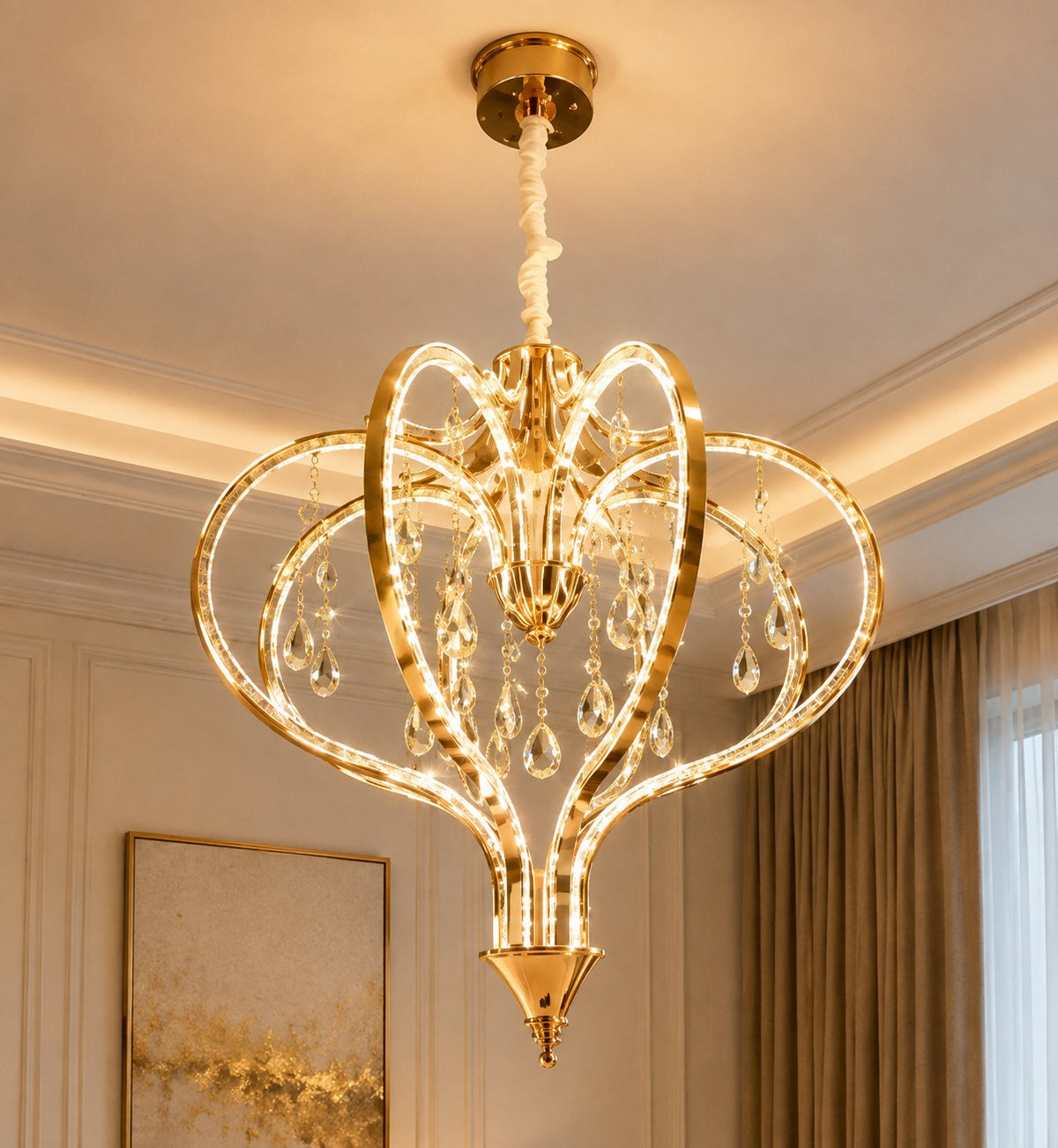 Luxury Crystal Golden LED Pendant Chandelier