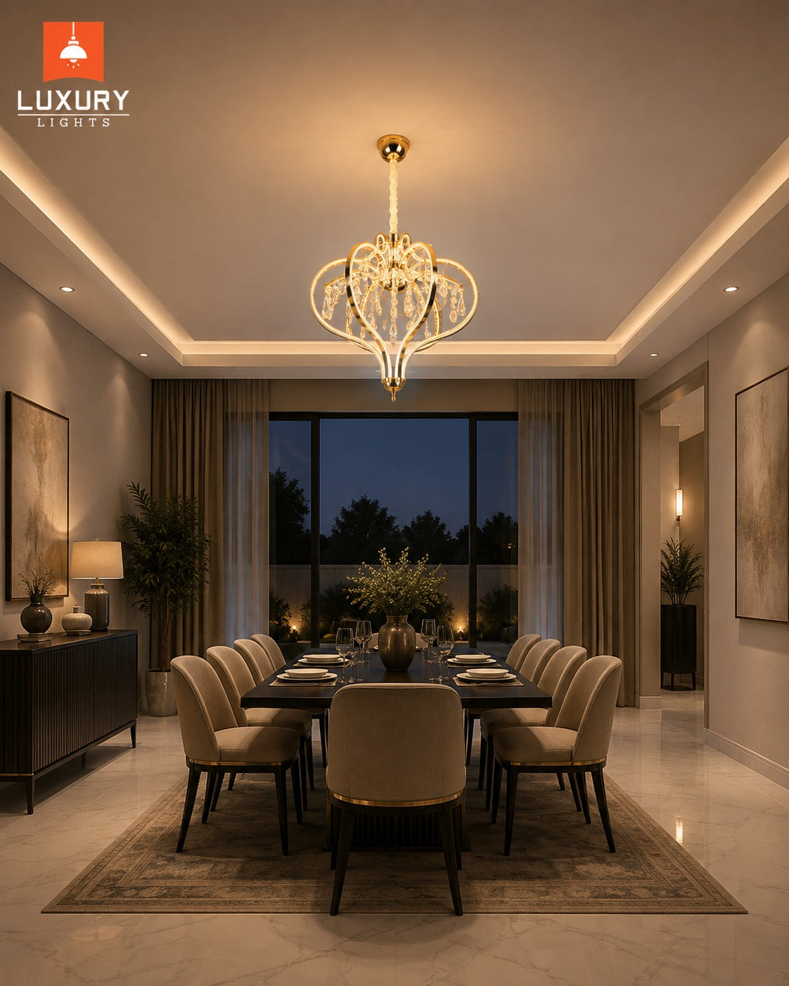 Luxury Crystal Golden LED Pendant Chandelier
