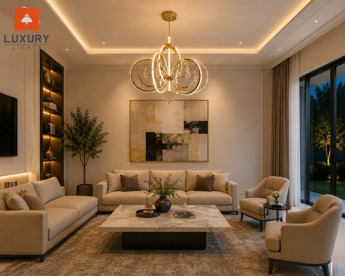 Premium Gold LED Crystal Ceiling Chandelier