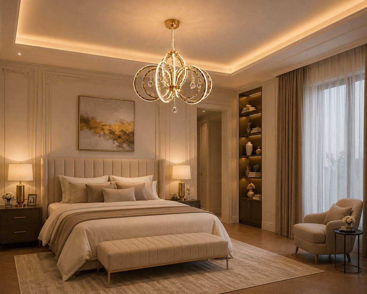 Premium Gold LED Crystal Ceiling Chandelier