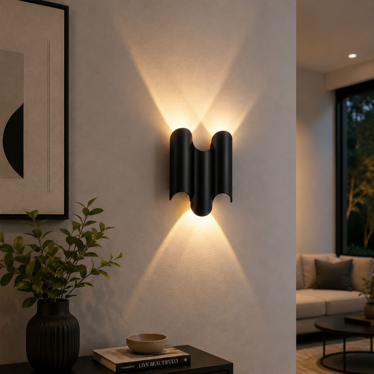 Modern Black LED Wall Light – Sculptural Up & Down Sconce