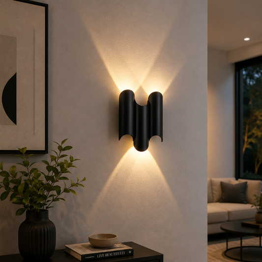 Modern Black LED Wall Light – Sculptural Up & Down Sconce