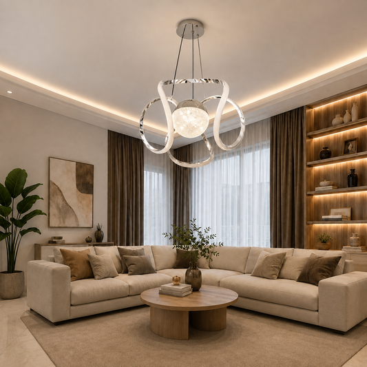Luxury Silver Modern Simple Luxury Pendant Lamp Control Energy Saving LED