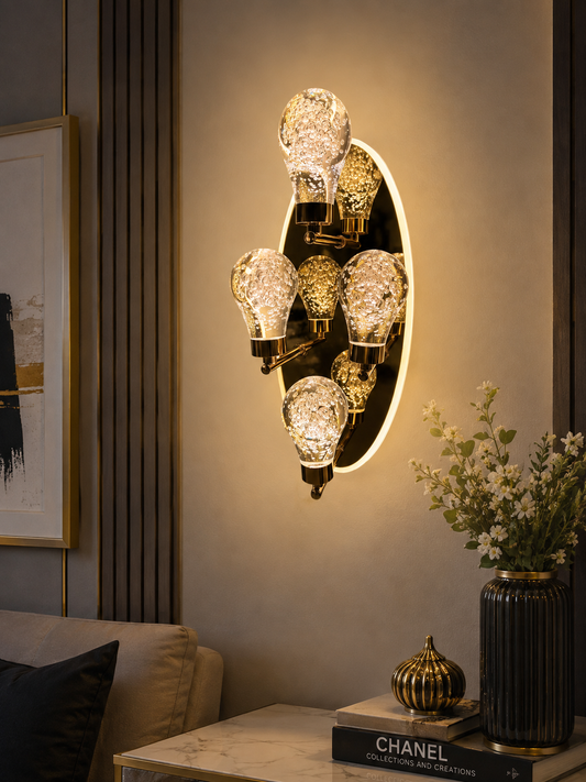 Modern Luxury Gold & Crystal LED Wall Light