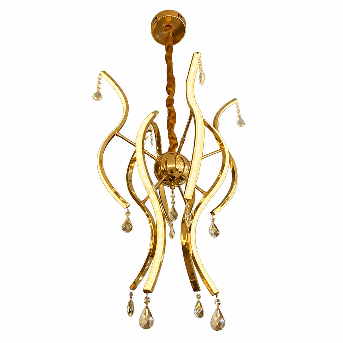 Modern Luxury Golden LED Crystal Pendant Chandelier