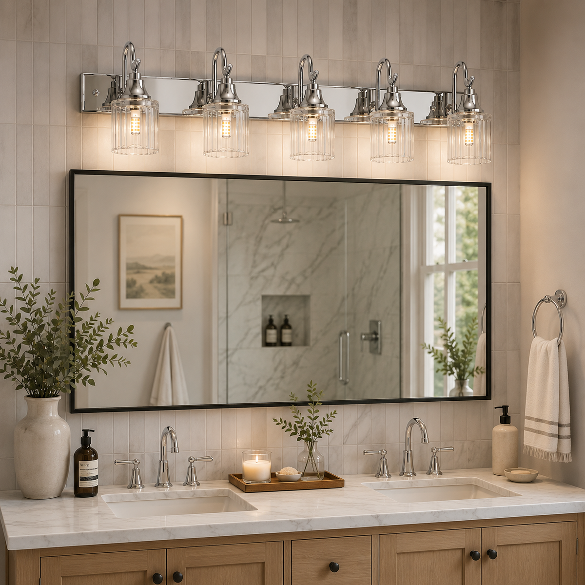 Luxury 5-Light LED Mirror Vanity Light – Modern Bathroom Wall Light (18 Inch)