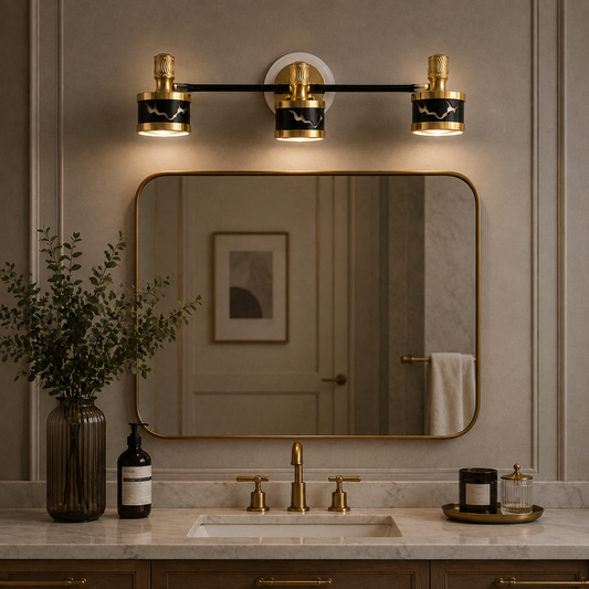 Luxury 3-Light Gold & Black LED Vanity Mirror Light