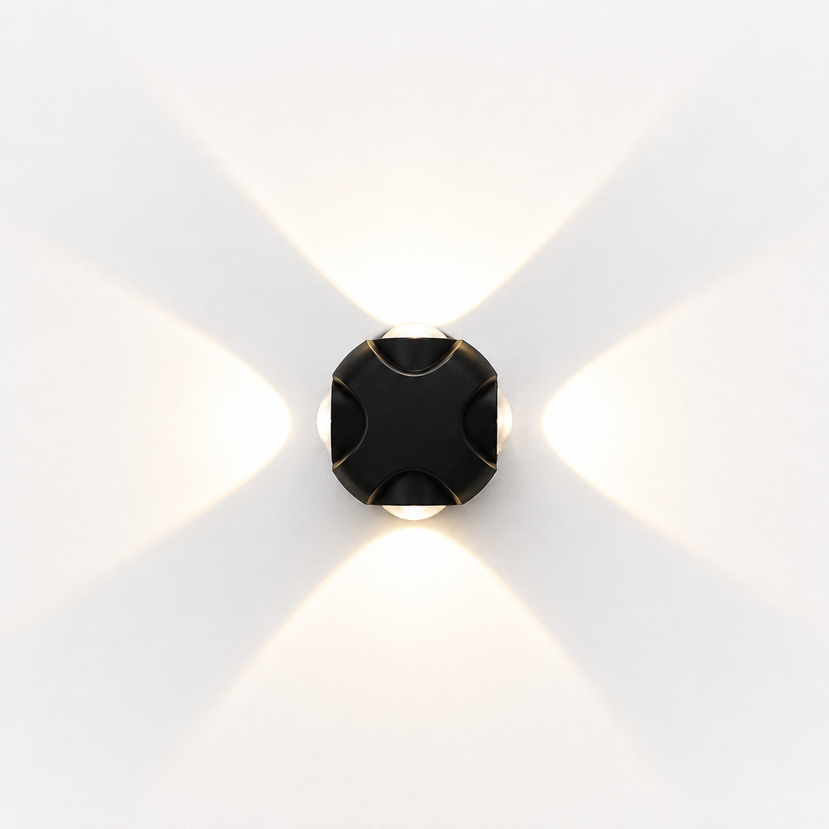 Modern Black 4-Way Outdoor LED Wall Light