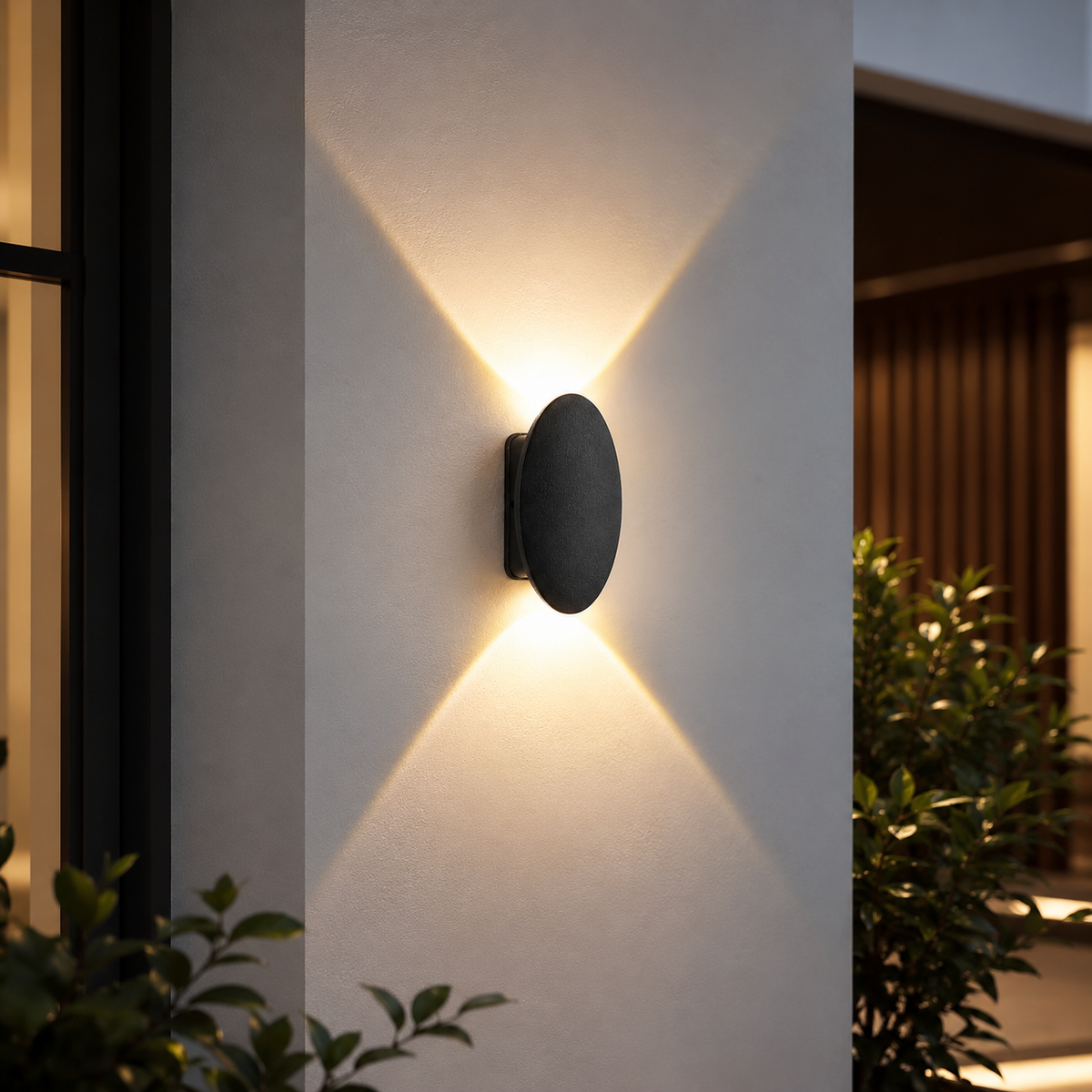 Modern Black Oval Outdoor Up & Down Wall Light