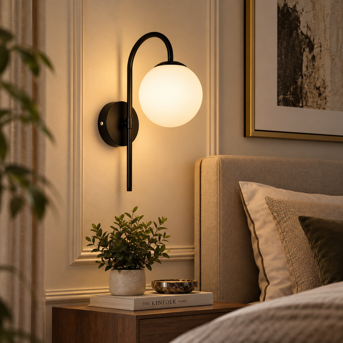 Modern Black Globe Wall Light