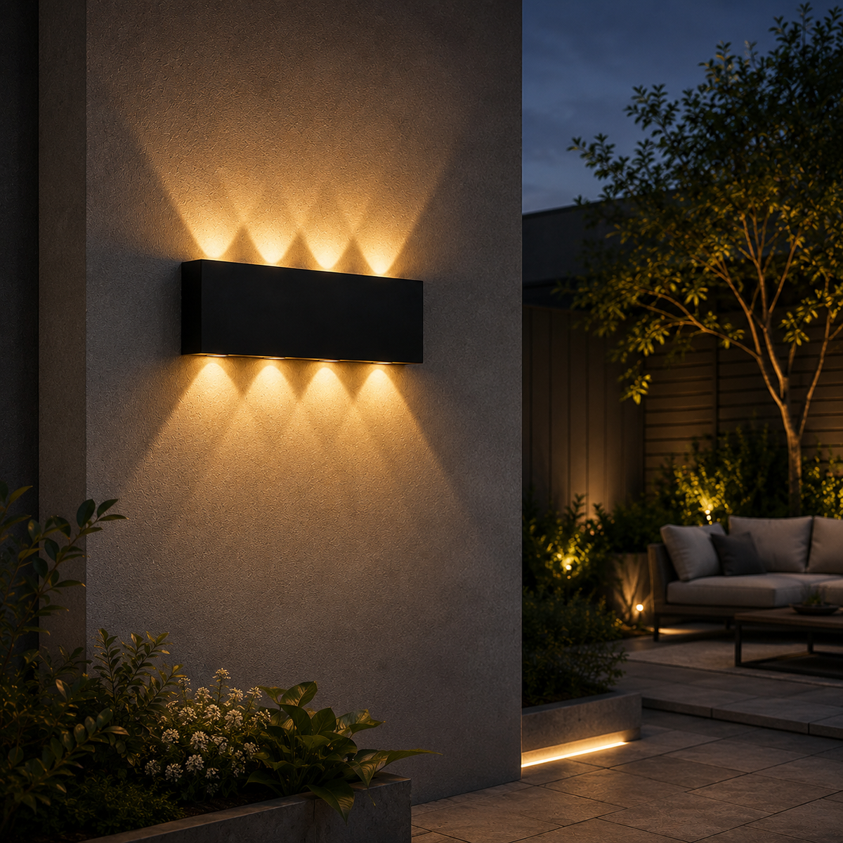 Modern Black Outdoor Wall Light – 8W