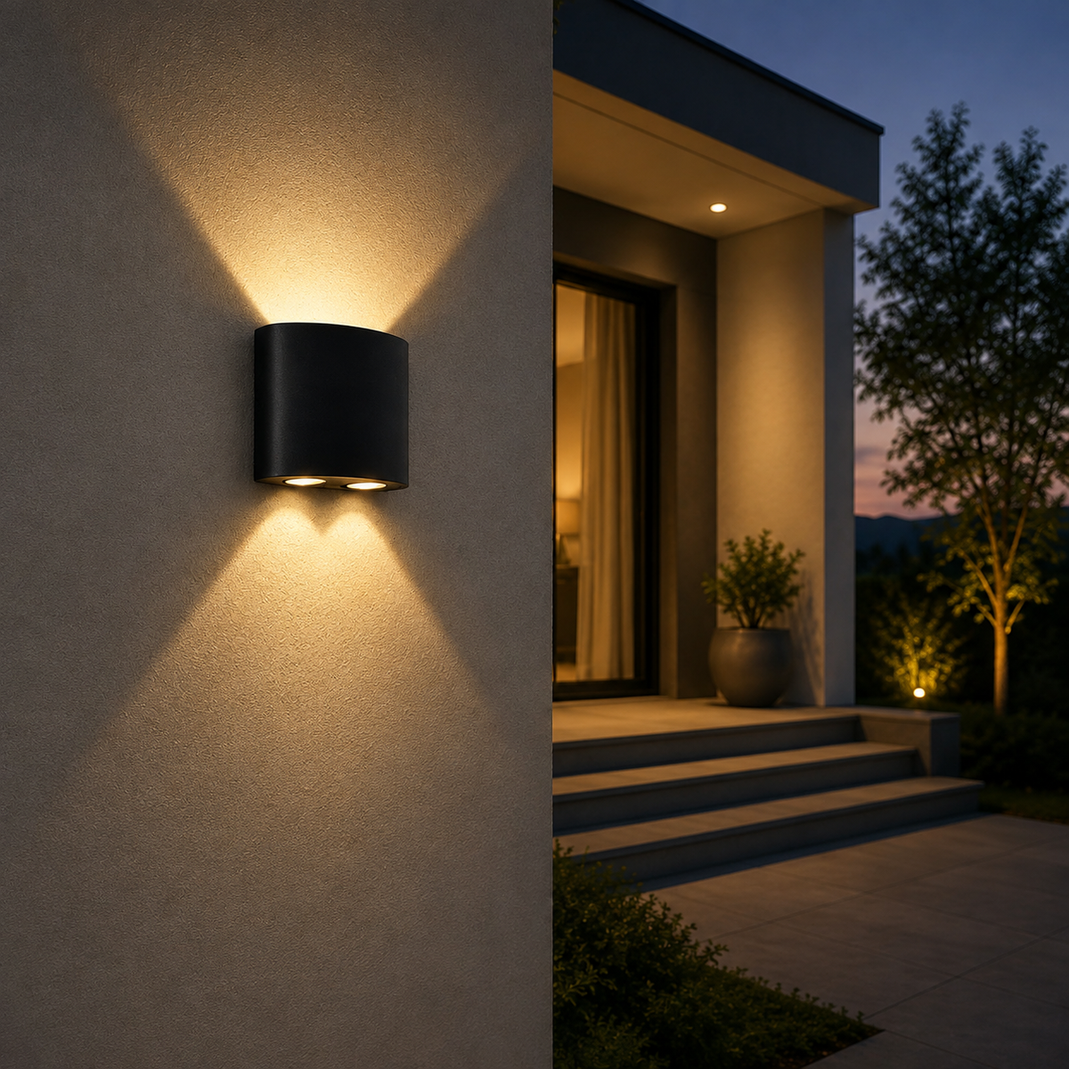 Modern Black Outdoor Wall Light – 4W