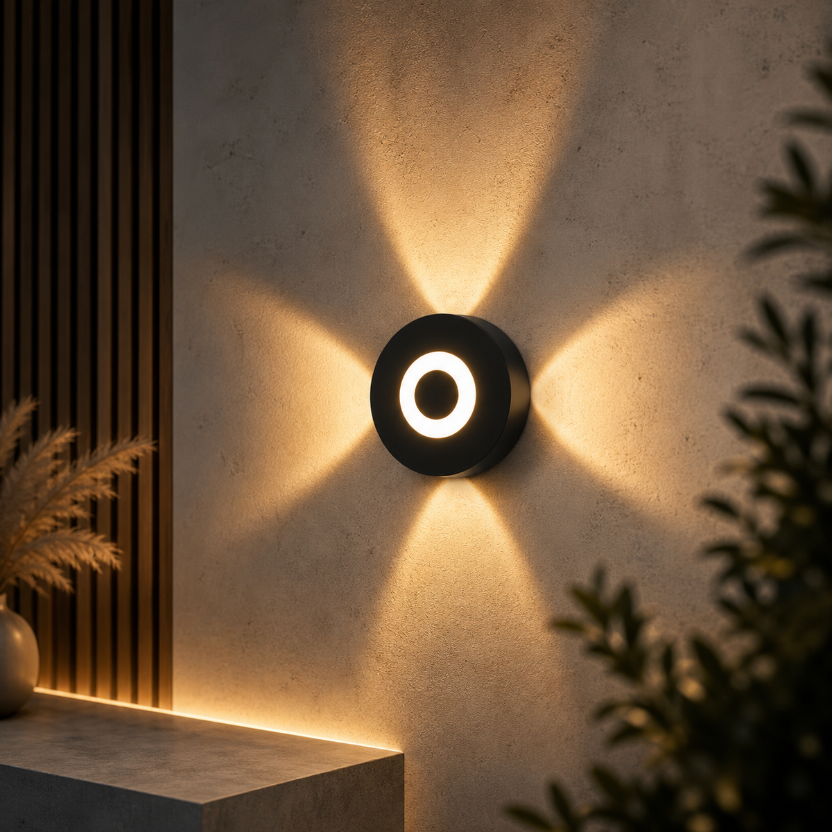 Modern Black 4-Way Outdoor LED Wall Light