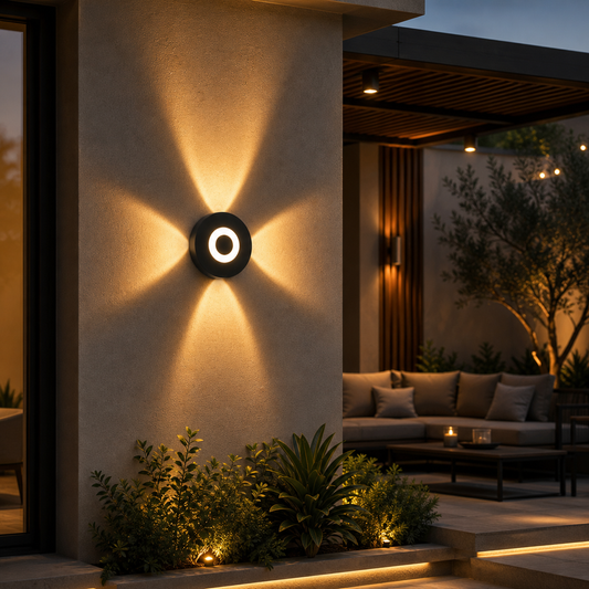 Modern Black 4-Way Outdoor LED Wall Light