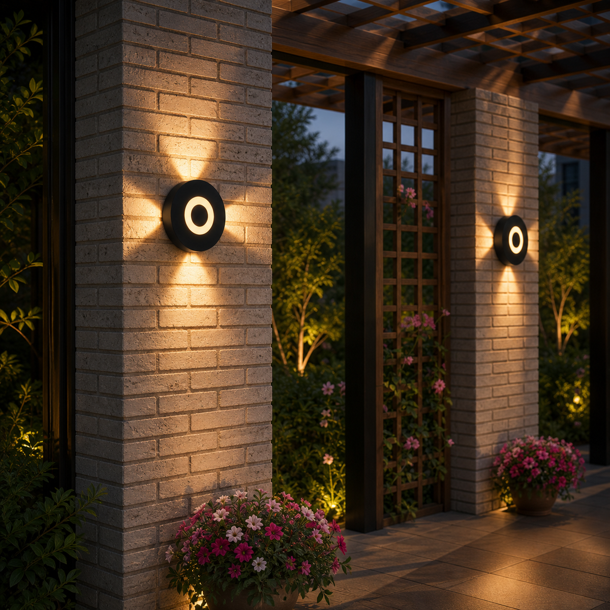 Modern Black 4-Way Outdoor LED Wall Light