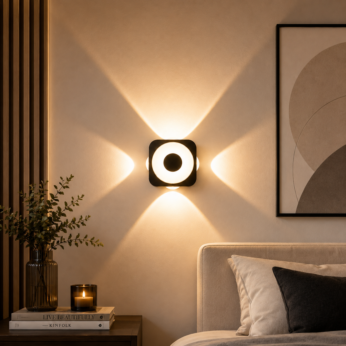 Modern Black 4-Way Outdoor LED Wall Light
