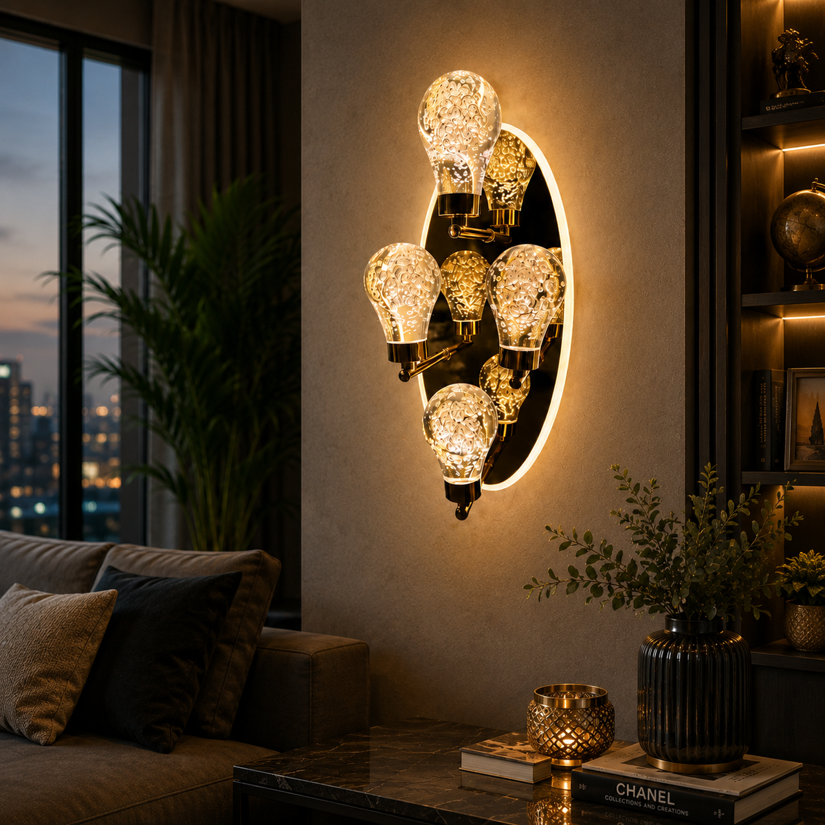 Modern Luxury Gold & Crystal LED Wall Light