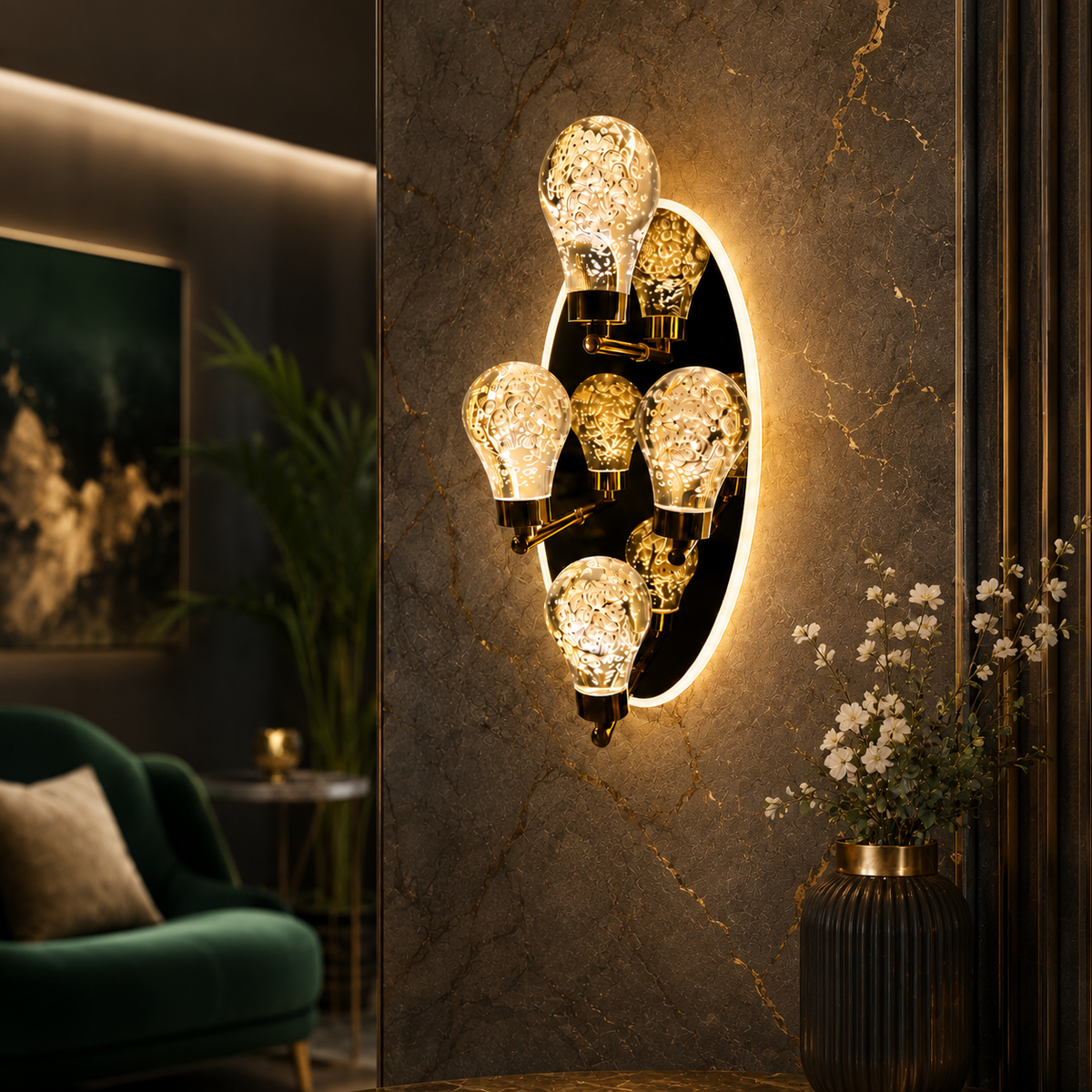 Modern Luxury Gold & Crystal LED Wall Light