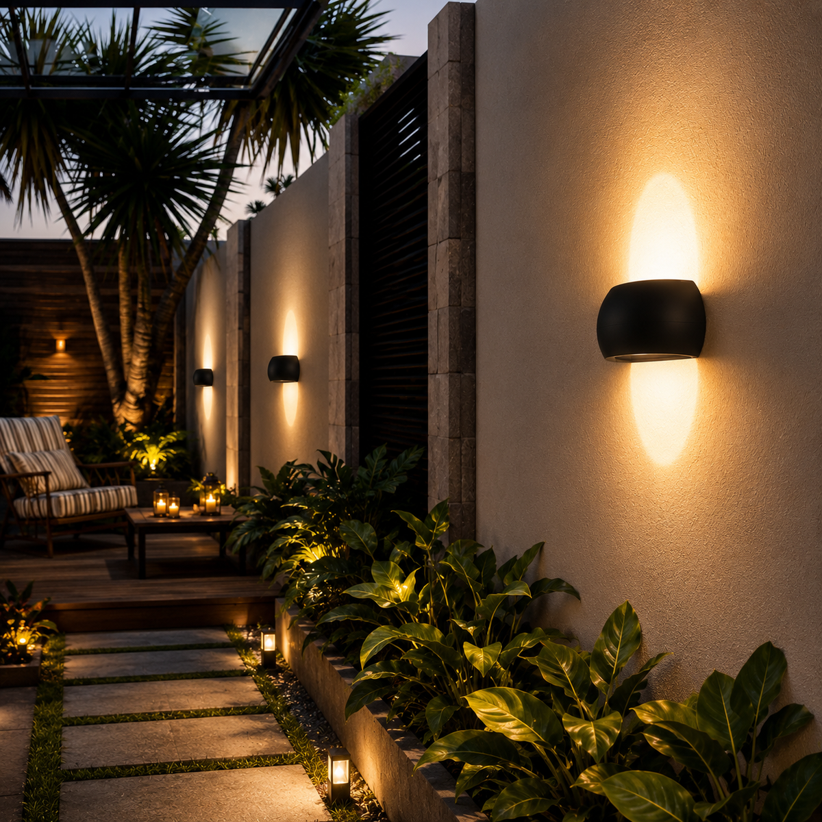 Modern Black Outdoor Wall Light – 10W