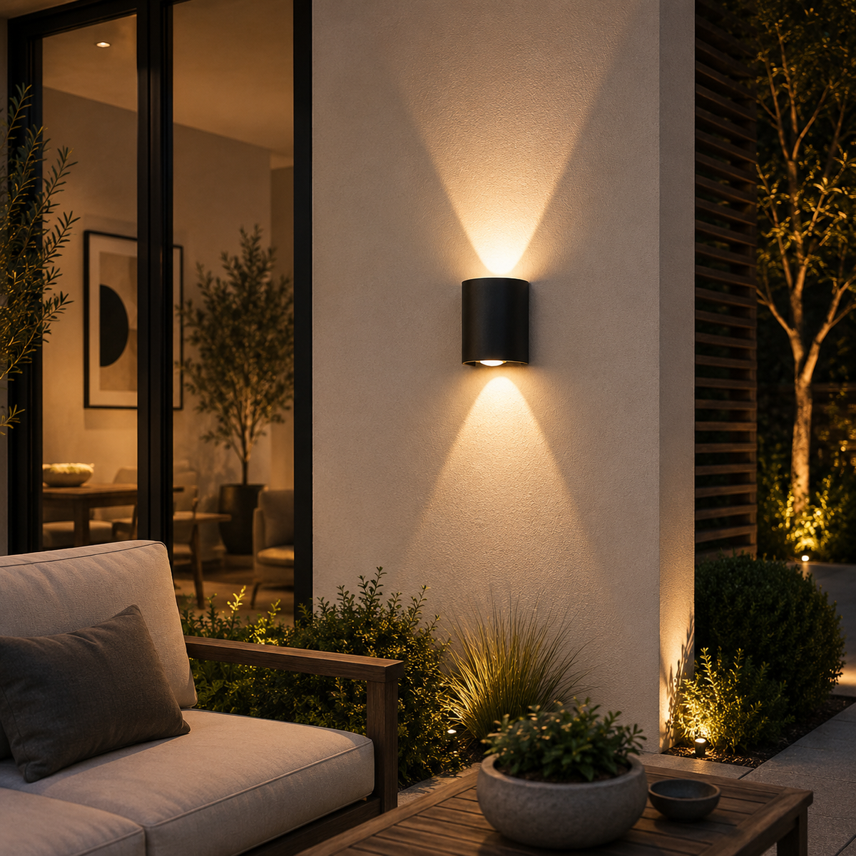 Modern Curved Outdoor Up-Down LED Wall Light – Waterproof Exterior Sconce
