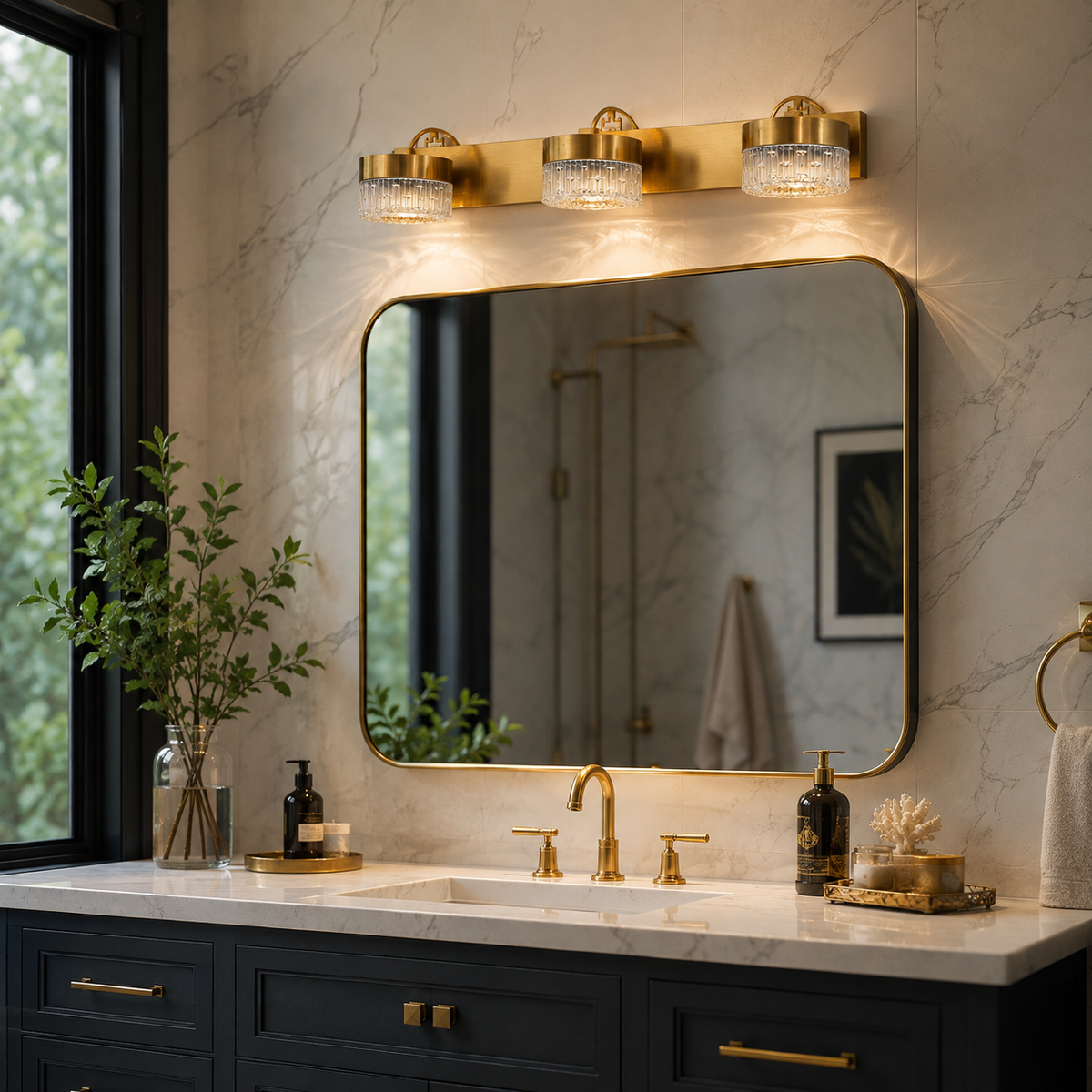 Luxury Crystal LED Mirror Light / Vanity Light (Gold Finish)