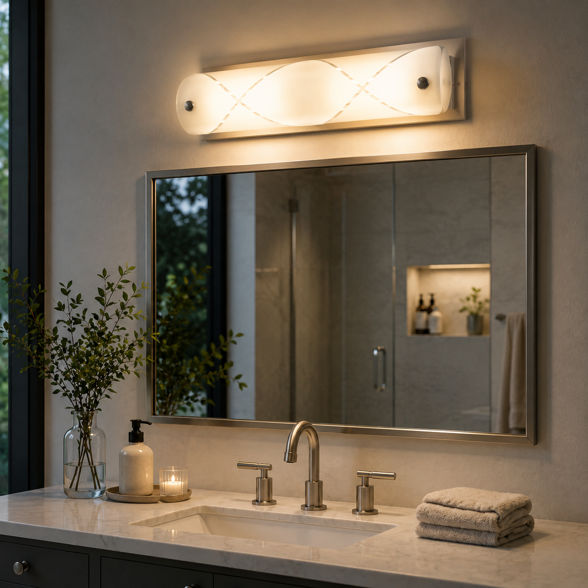 Premium LED Mirror Light / Vanity Light – 18 Inch (Elegant Frosted Glass Design)