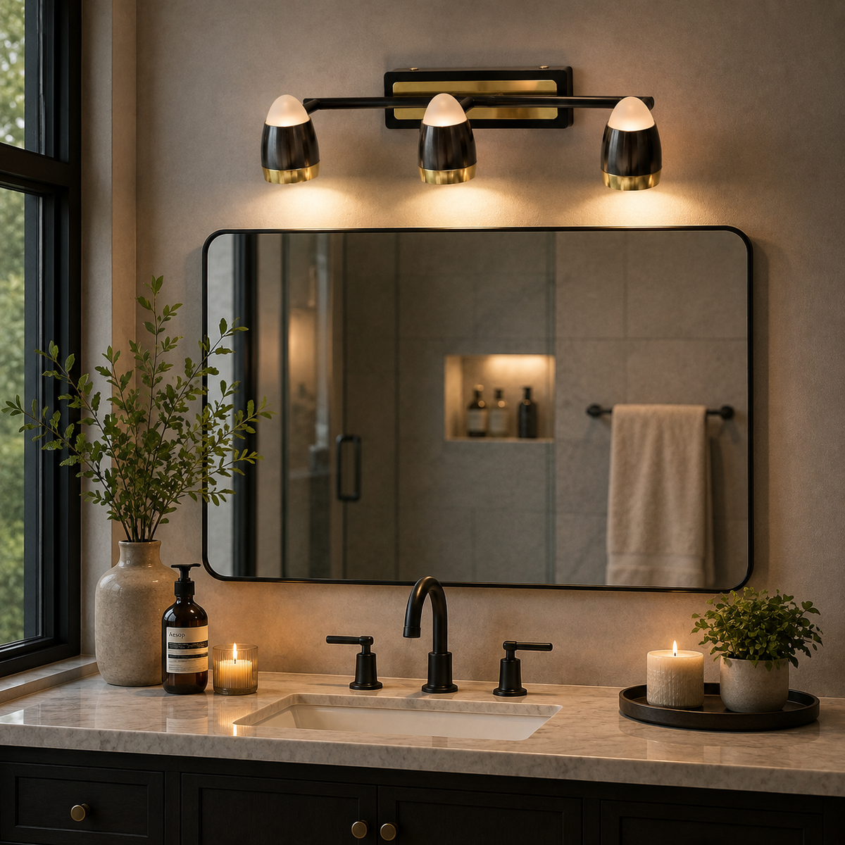 Premium 3-Head LED Mirror Light / Vanity Light – Modern Bathroom Wall Light (18 Inch)