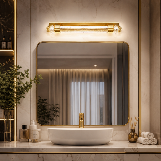 Luxury Gold Crystal LED Mirror Light – Premium Vanity Light (18 Inch)