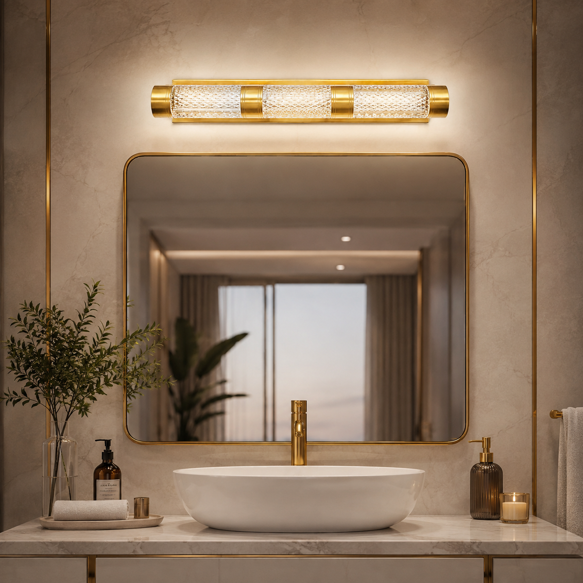 Luxury Crystal LED Mirror Light – Premium Vanity Light (18 Inch)