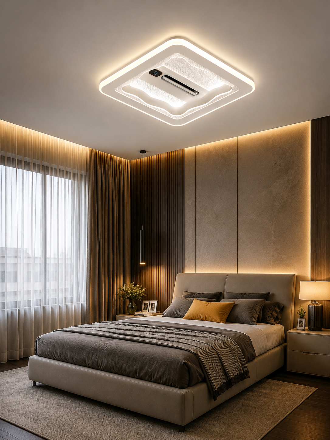 Contemporary Square Ceiling Fan Light – Crystal Design with LED Illumination