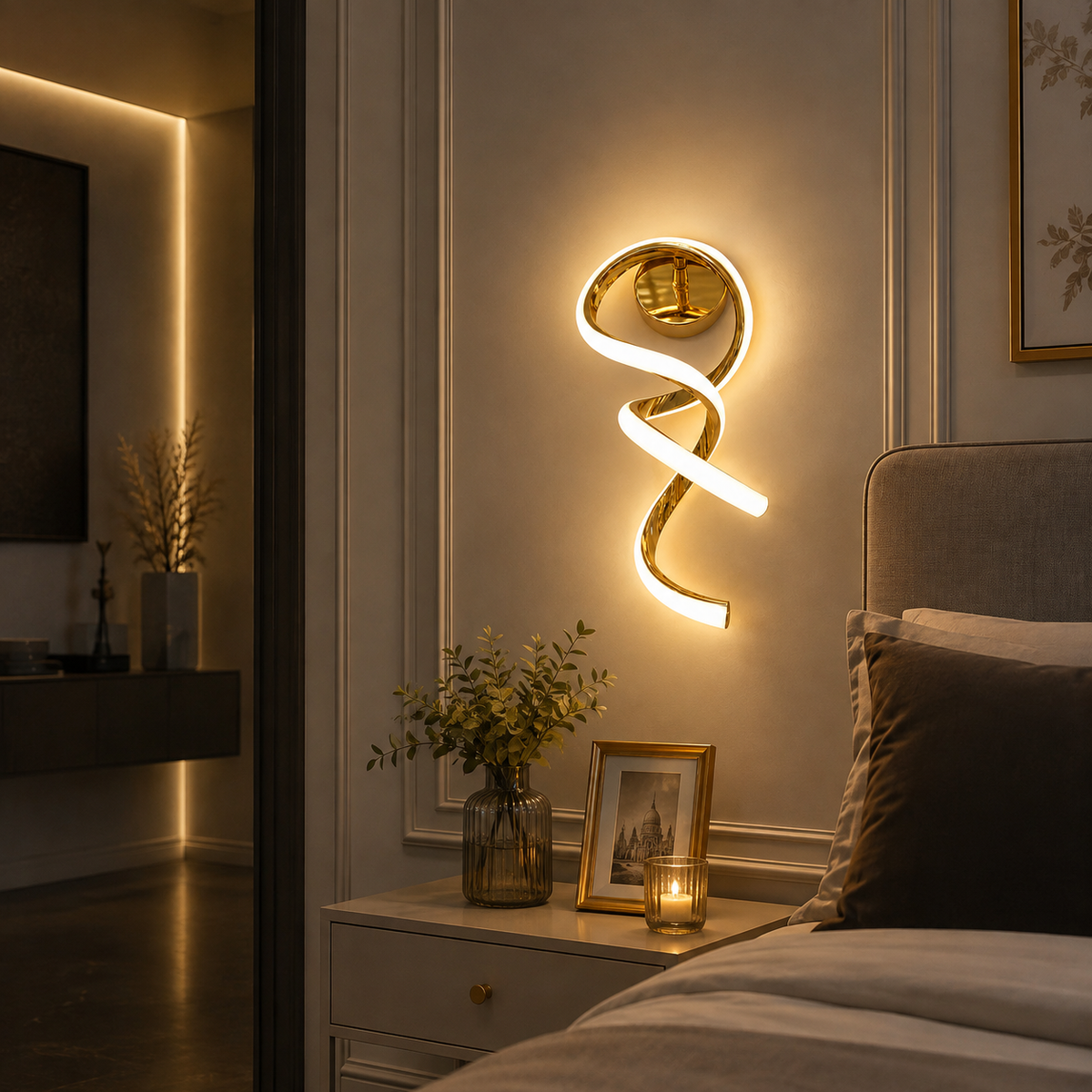 Modern Luxury Gold Spiral LED Wall Light