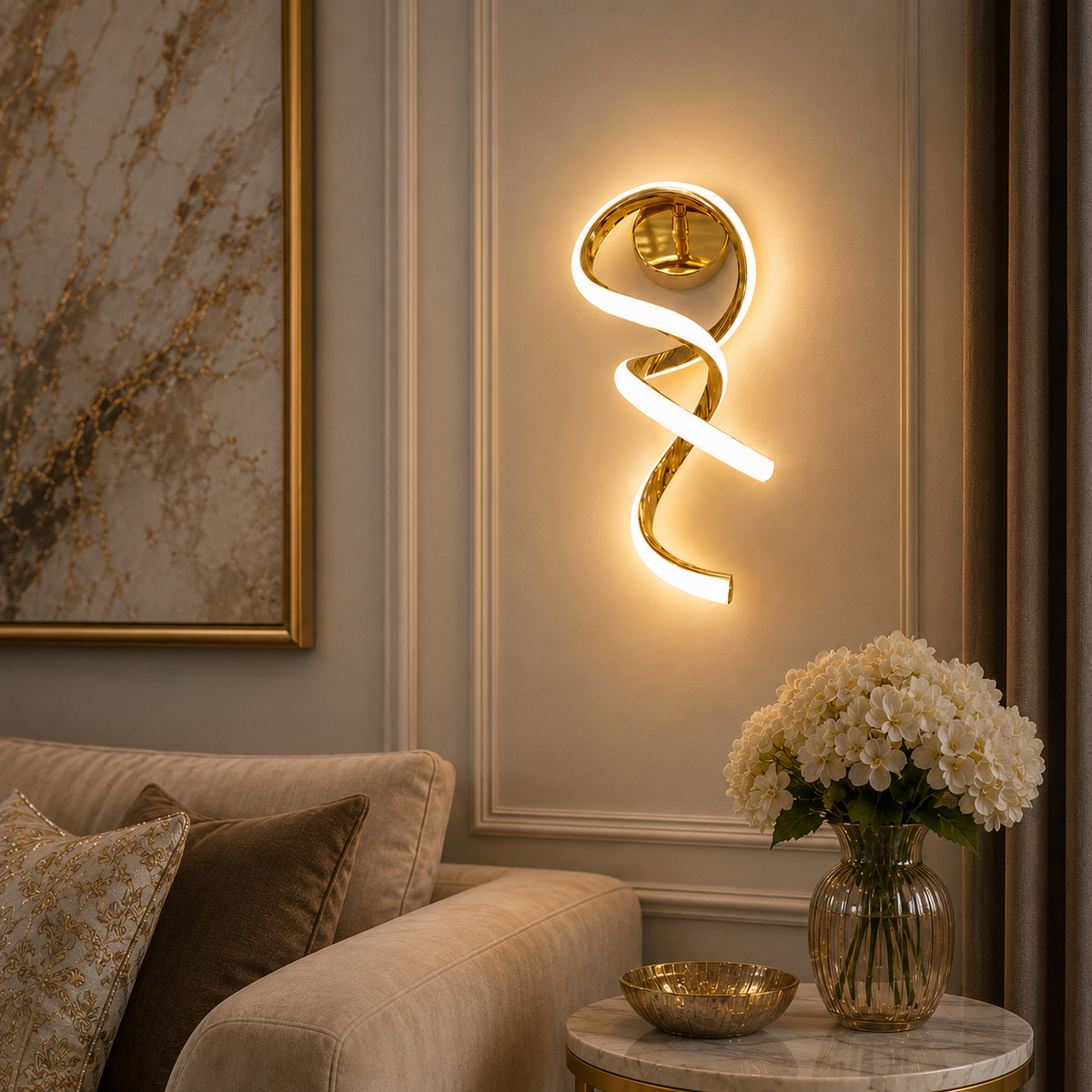 Modern Luxury Gold Spiral LED Wall Light