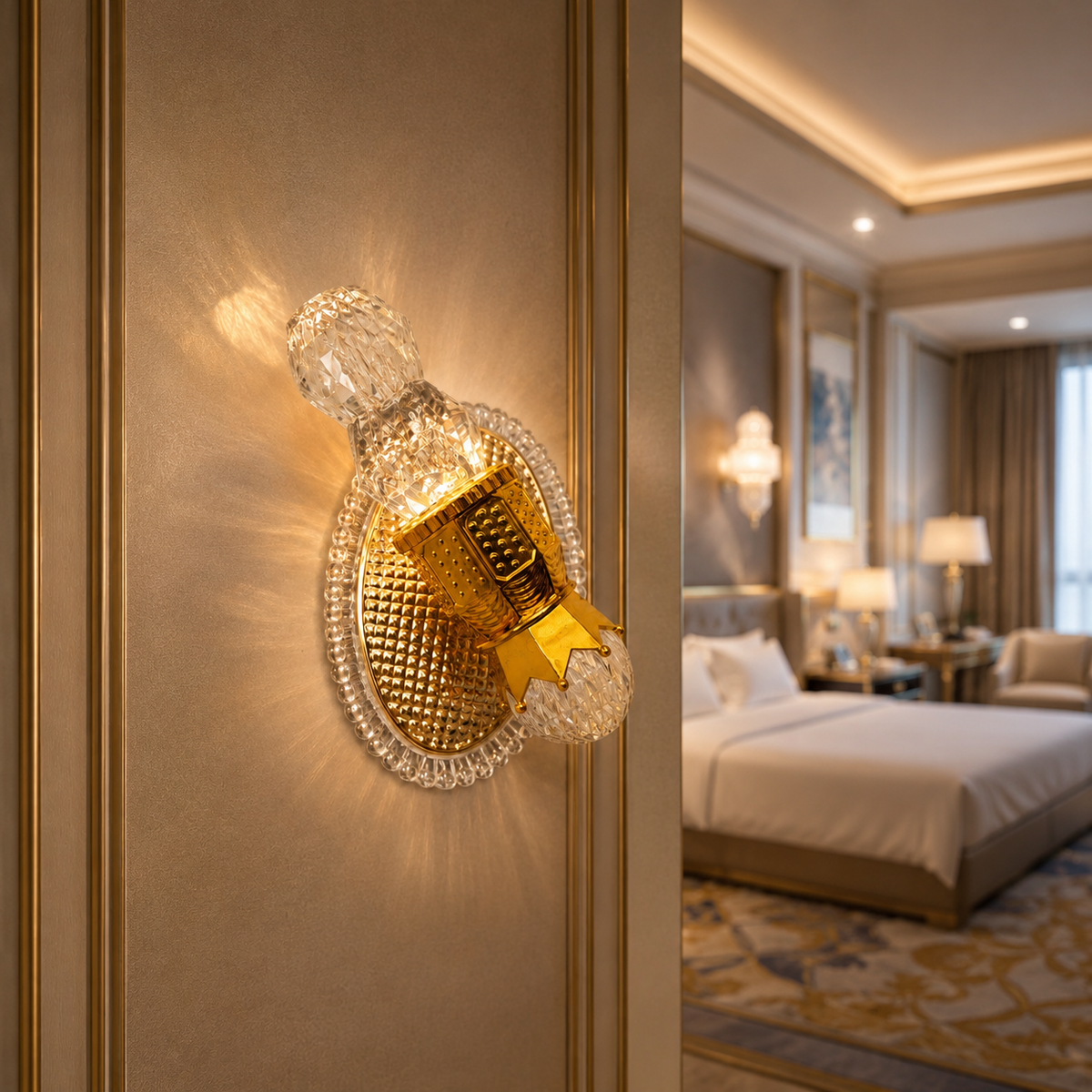 Modern Luxury Gold Crystal Wall Sconce – Decorative LED Wall Light